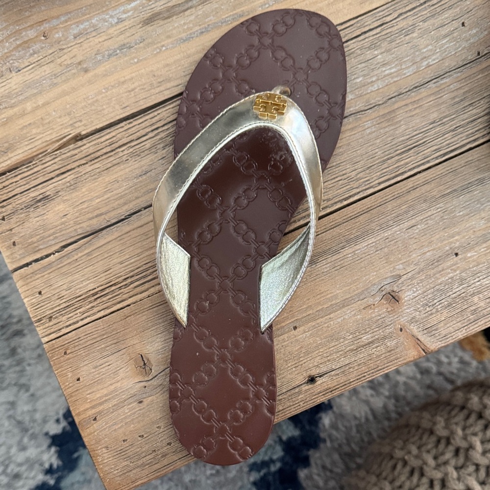 Tory Burch Gold and Brown Sandals